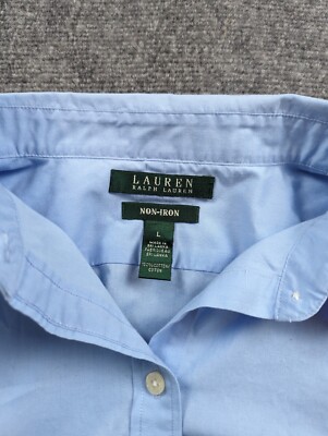 ralph lauren no iron dress shirt Lauren Ralph Lauren Green Label Long Sleeve Non Iron Blue Dress Shirt Mens  Large