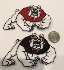  2 -BULLDOG Embroidered Iron on Patches 4"x3" Black  White /Burgundy  White 