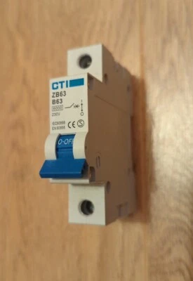 CTI ZB63 B63A SINGLE POLE CIRCUIT BREAKER , NEW , FREE FIRST CLASS POST