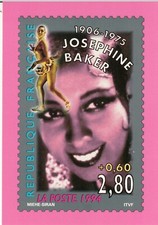 Postcard postcard 10x15cm ACTRESS JOSEPHINE BAKER stamp reproduction