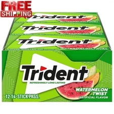 Trident Watermelon Twist Sugar Free Gum, 12 Packs of 14 Pieces (168 Total Pieces