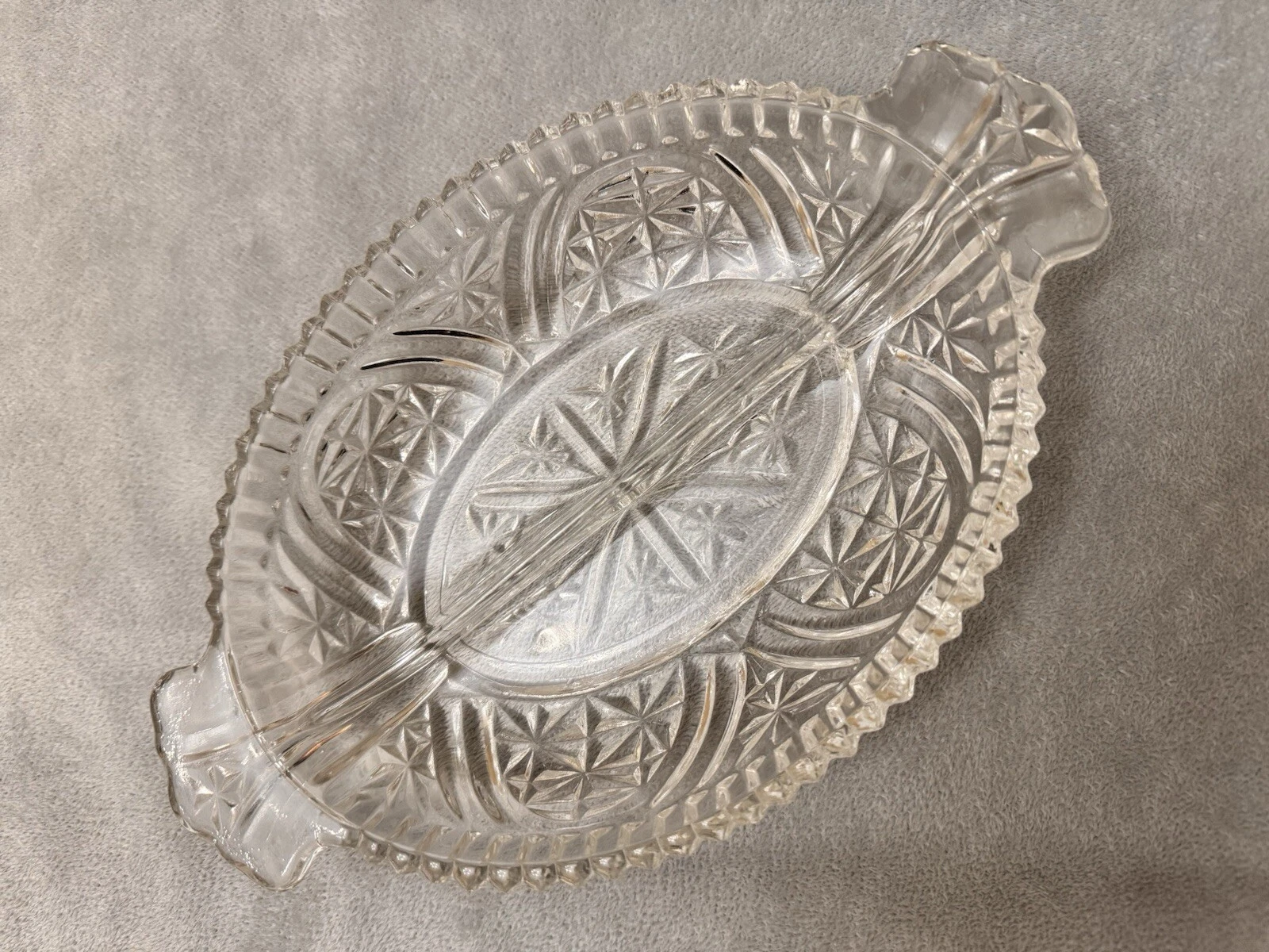 Vintage Anchor Hocking Stars & Bars Divided Relish Dish