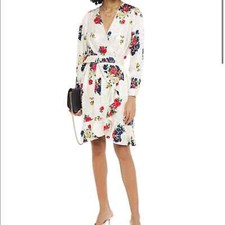 Tory Burch womens dress 8 Belted Floral Printed Silk Satin Jacquard Dress