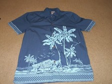 Disney Store Tiki Kingdom Mens Button Down Hawaiian Shirt Small Navy Blue