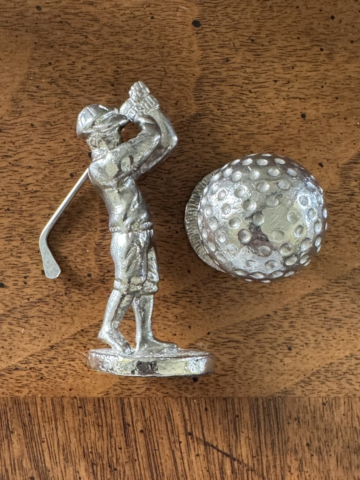 PAIR Perwter Metal Golfer Swinging Club & Golf Ball Figurine, 4 Sets Available
