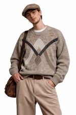 Vtg Saturdays Sweater Mens Ecletic Grandpa Knit Unique L XL Retro Western Prep