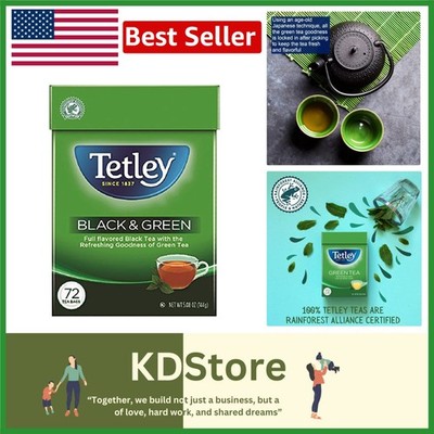 Black Green Tea Bags 72 Count - Full Flavored, Mellow, Refreshing Sips