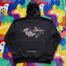 Ricky Singh Denim  Flower Hoodie Men  s Large Streetwear Oriental Art Black Y2K