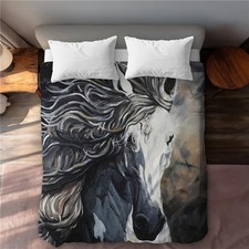 Front Wild Horse Brown Queen Size Duvet Cover for Home Decor C1DCQSW08V4AMB