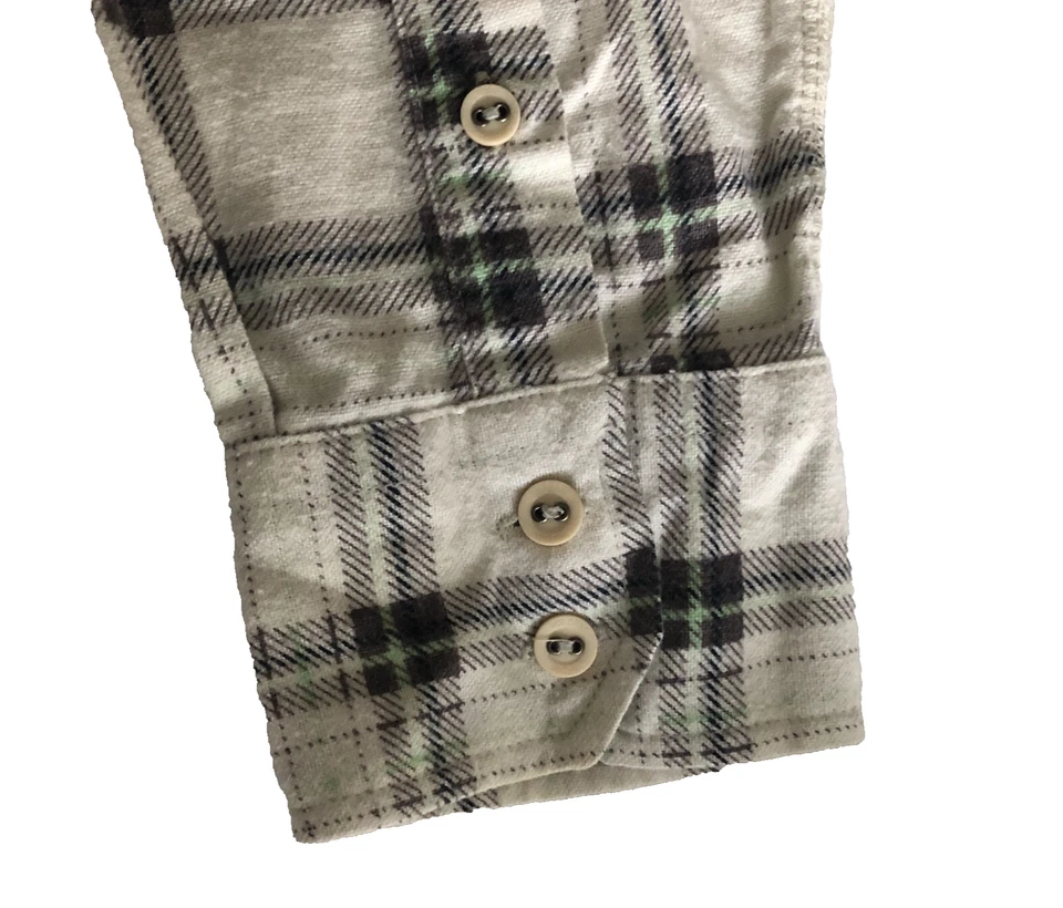 Camisa de franela ligera Volcom Work Wear para hombre talla M marfil a cuadros manga larga con botones Foto 3 de 4