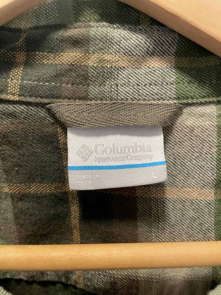 Camisa Columbia Verde Franela a Cuadros Abotonada Para Hombre Grande Manga Larga Otoño Foto 3 de 3