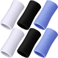 6 Inch Wrist Sweat Bands for Men Women Tennis Elastic Athletic Long Sweatband Wr