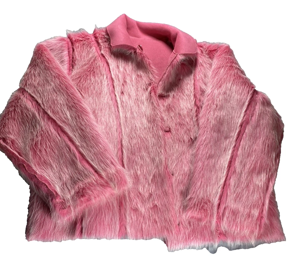 De colección Y2K Rosa Chicle Imitación Piel Penny Lane Longitud Media Reverso L 46 Botón Grueso Foto 4 de 4