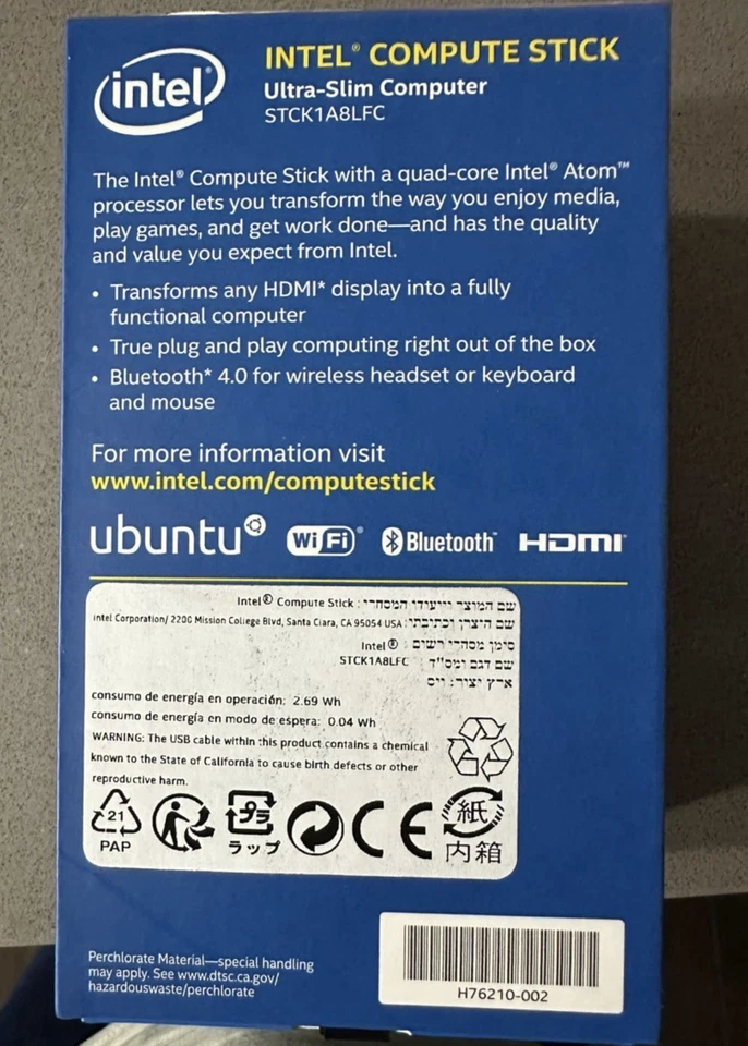 Intel STCK1A8LFC PC Compute Stick Linux (Ubuntu 14.04) 8GB/1GB - NEW SEALED - Image 2 of 4