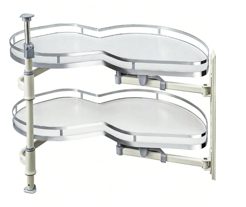 Kitchen Cabinet Cupboard Corner Carousel Storage Unit Pull Out Shelf Twin Tray