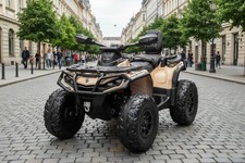 Licensed Cam Am 24V Electric Kids Ride on Outlander Two Seats Quad Bike - Khaki