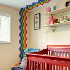 Boho Simple Rainbow Line Wall Stickers Modern Abstract Wall Border Decals Cor...