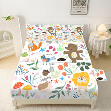 Edgzko Sheet Set Cartoon Animals Twin Size Cute Bed Sheets For Toddler Girls