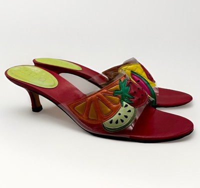Zalo Sandals 6.5 Resort Whimsical Vacation Fun Summer Cruise Open Kitten Heel