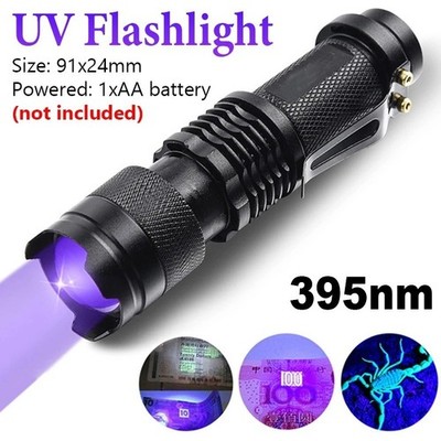 UV flashlight, blacklight, pocket light, 395nm amber, handheld LED lamp