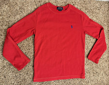NICE Boys Long Sleeve RED Waffle Shirt Polo Ralph Lauren YOUTH MEDIUM 10-12