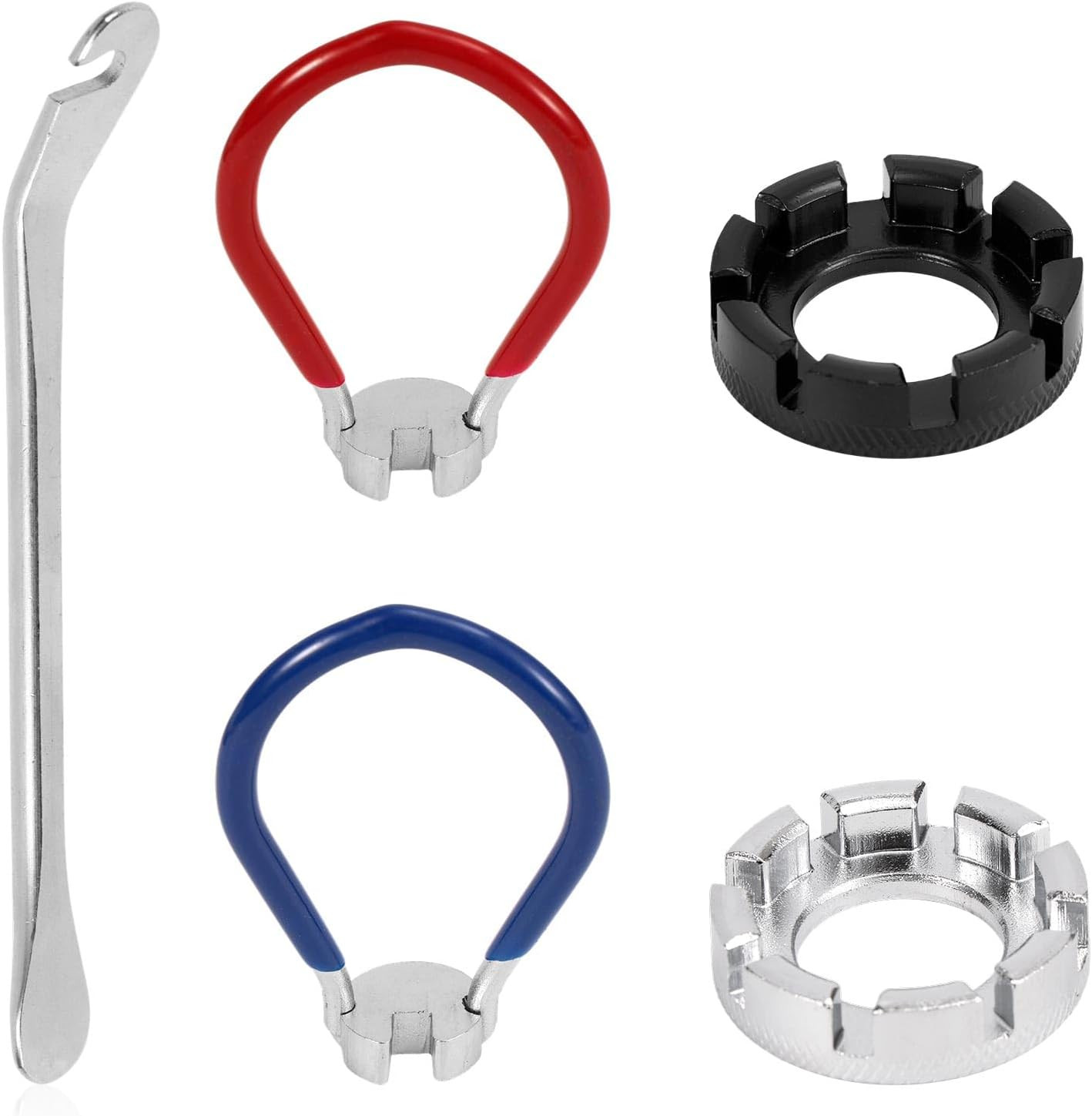 Universal Bicycle Spoke Wrench Set with Tire Lever - 5 Piece Repair Kit