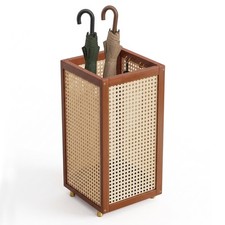 Rattan-Style Wooden Umbrella Stand, Square