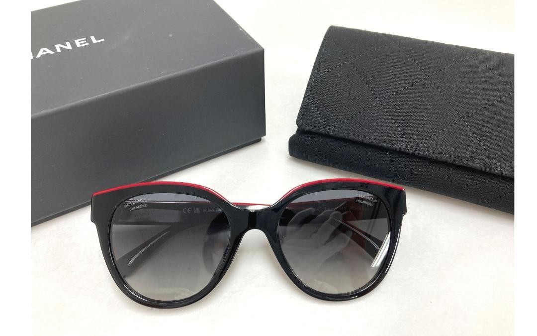 CHANEL 5414-A Black Red Fashion Sunglasses for Women