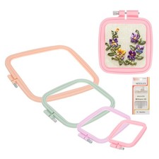 4 Pcs Square Embroidery Hoops Cross Stitch Hoops Frames ABS Plastic(Multicolor)