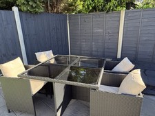 Rattan Cube, 4 Seater Table and Chairs