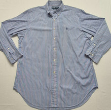Ralph Lauren Classic Fit men's blue/pink stripped logo dress shirt sz 16.5 32/33