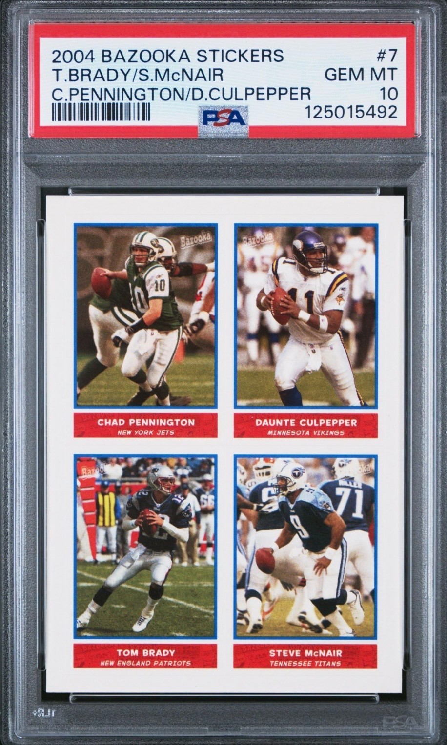 Tom Brady 2004 Bazooka Stickers - #7, PSA 10 - POP 9!! Very SCARCE in PSA 10!!