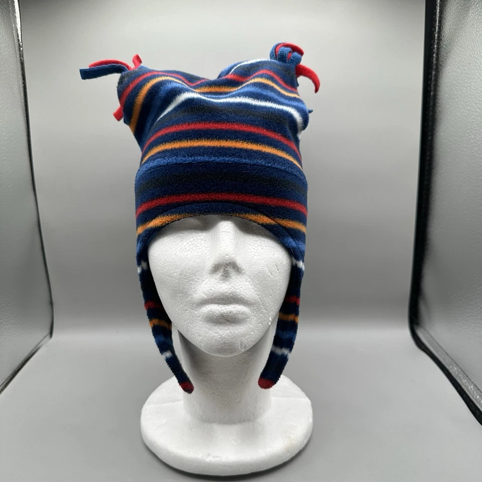 Gorro de invierno con borla a rayas para bebé pequeño 2-3 años Foto 2 de 4