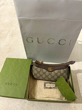 Gucci Ophidia mini borsa a tracolla mezzaluna beige/marrone tracolla camper
