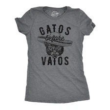 Womens Gatos Before Vatos T Shirt Funny Kitten Lovers Spanish Joke Tee for