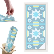 Easy DIY Frosted Window Film, Removable and Reusable Star Pattern Blue