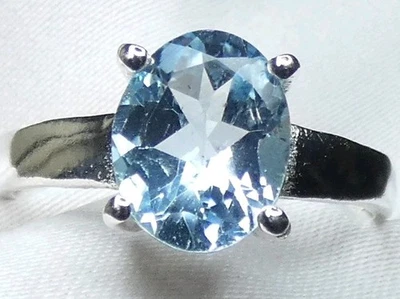 💙Ring Blautopas 925 Silber 16,8 (53) natürlicher, fac. 💙 sehr gute Qualität - Bild 1 von 4