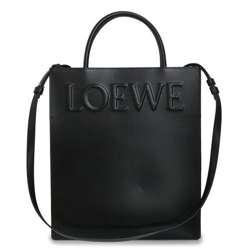 LOEWE Standard A4 A933R18X14 Calfskin Black Shoulder Tote Bag #817