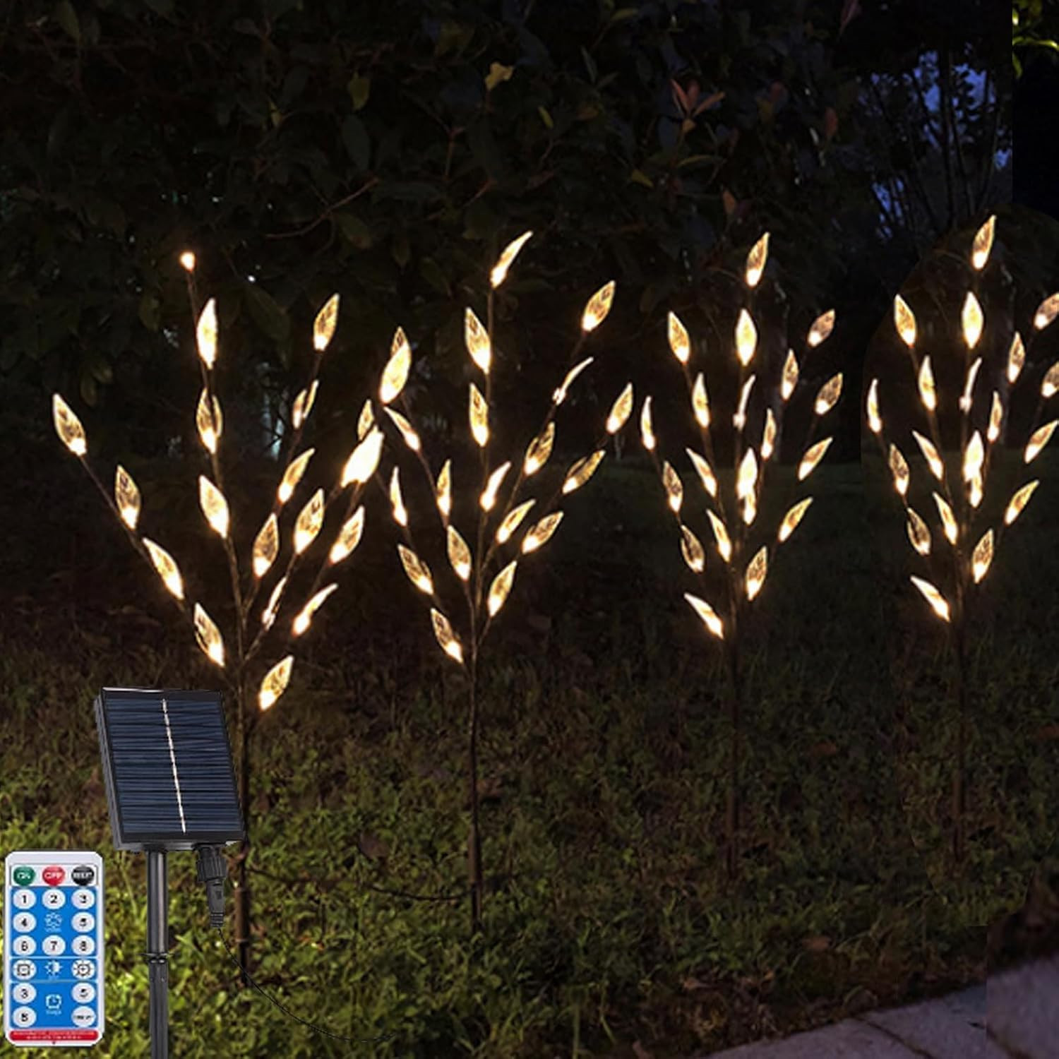 4 Lampade Solari Esterno 16 LED Fiore: Luce Giardino con Telecomando
