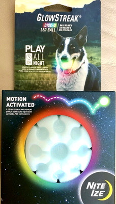 DOG TOY Light Up LED Ball Nite Ize GlowStreak Bounce Motion Activated Fun Pet