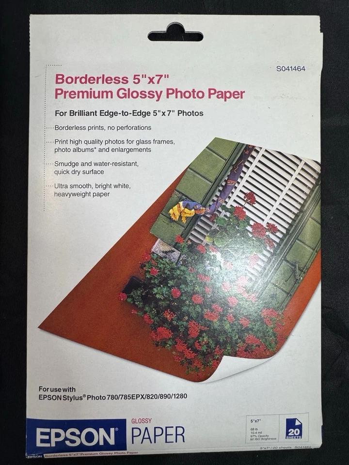 Epson Premium S041464 5x7 Glossy Borderless Photo Paper - 20 Sheets S041465 8x10 - Image 2 of 4