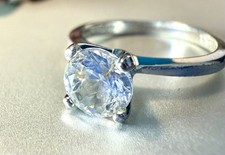 925 Sterling Silver Clear CZ Solitaire Ring - Vintage Engagement Style Band