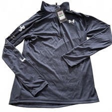 UNDER ARMOUR Youth Large NWT Gray Long Sleeve TECH 1/2 Zip Logo Arm Athleisure