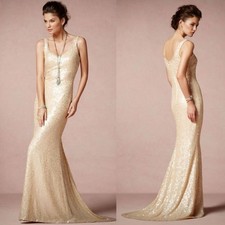 Badgley Mischka Collection for BHLDN - Cyprium blush silk sequin gown sz 6