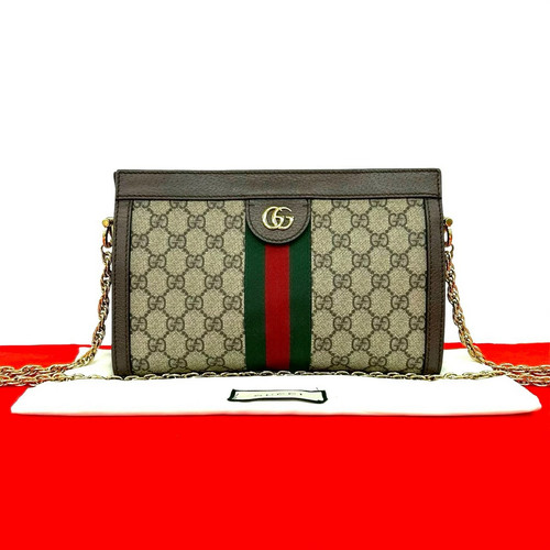GUCCI Ophidia GG Leather Small Shoulder Bag Chain Purse Used