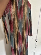 Fashion Nova Multicolor Long Sleeve Patterned Skinny Stretchy Long Slit Dress