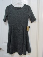 Women's career party dress NEW Gray Sparkle mini short sleeve flare bottom