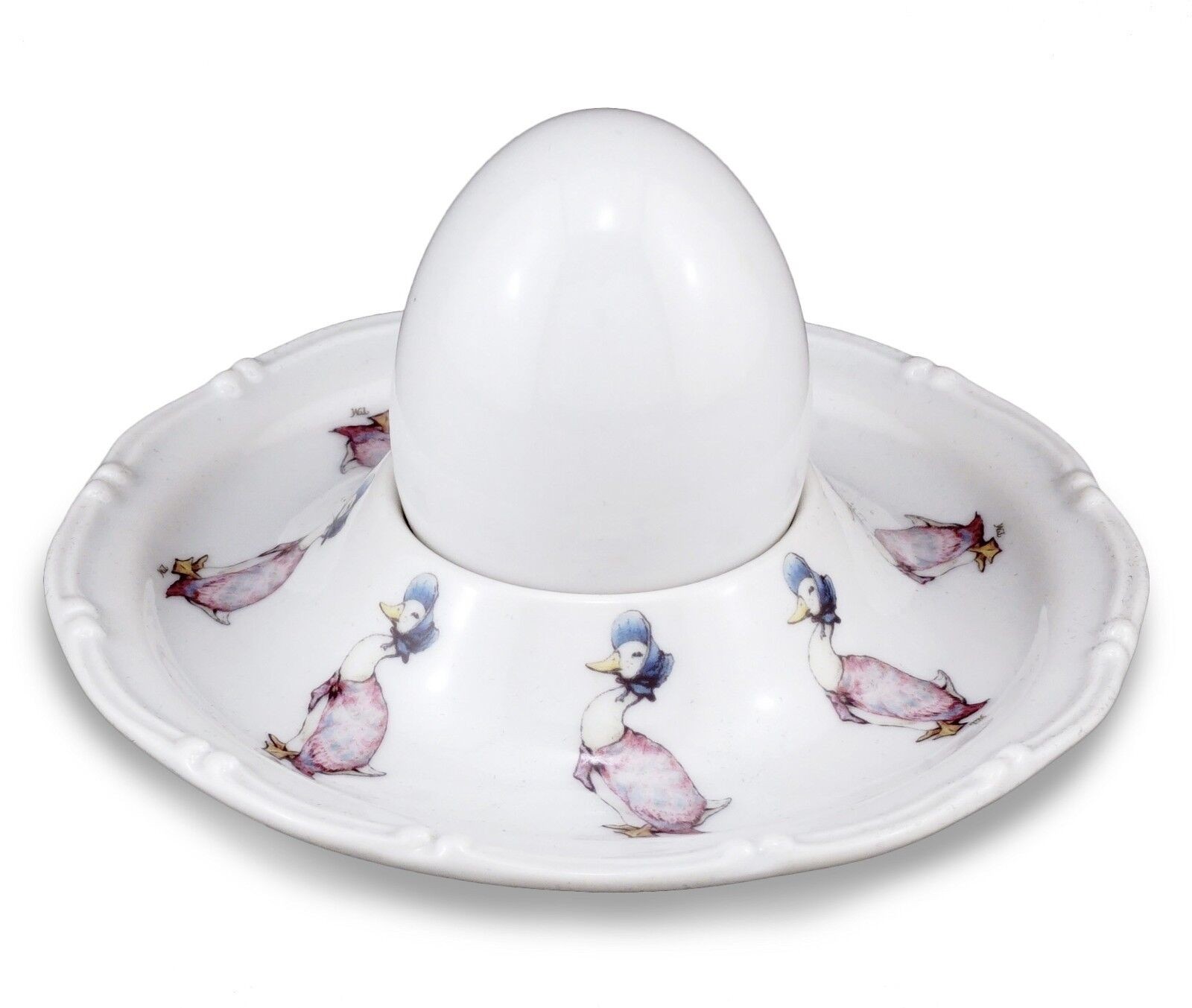 Reutter Porcelain Beatrix Potter Jemima Puddle-Duck Egg Cup Plate