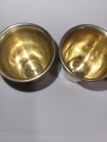 Set Of 3 Kiddush Cups Sterling Silver 84 Antique - Picture 2 of 14
