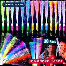 TURNMEON 30 Pcs Colorful Glow Fiber Wands, Halloween Glow Sticks Party Pack